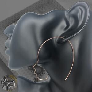Rose Gold Side Face Wire Earrings